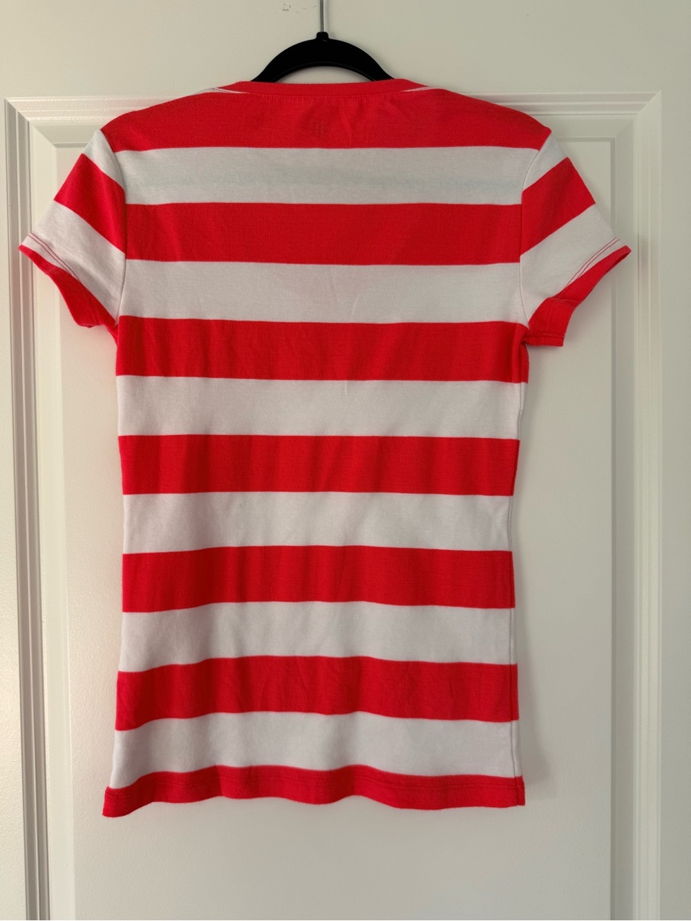 Tommy Hilfiger Red & White Striped V-Neck Tee - Picture 5 of 5